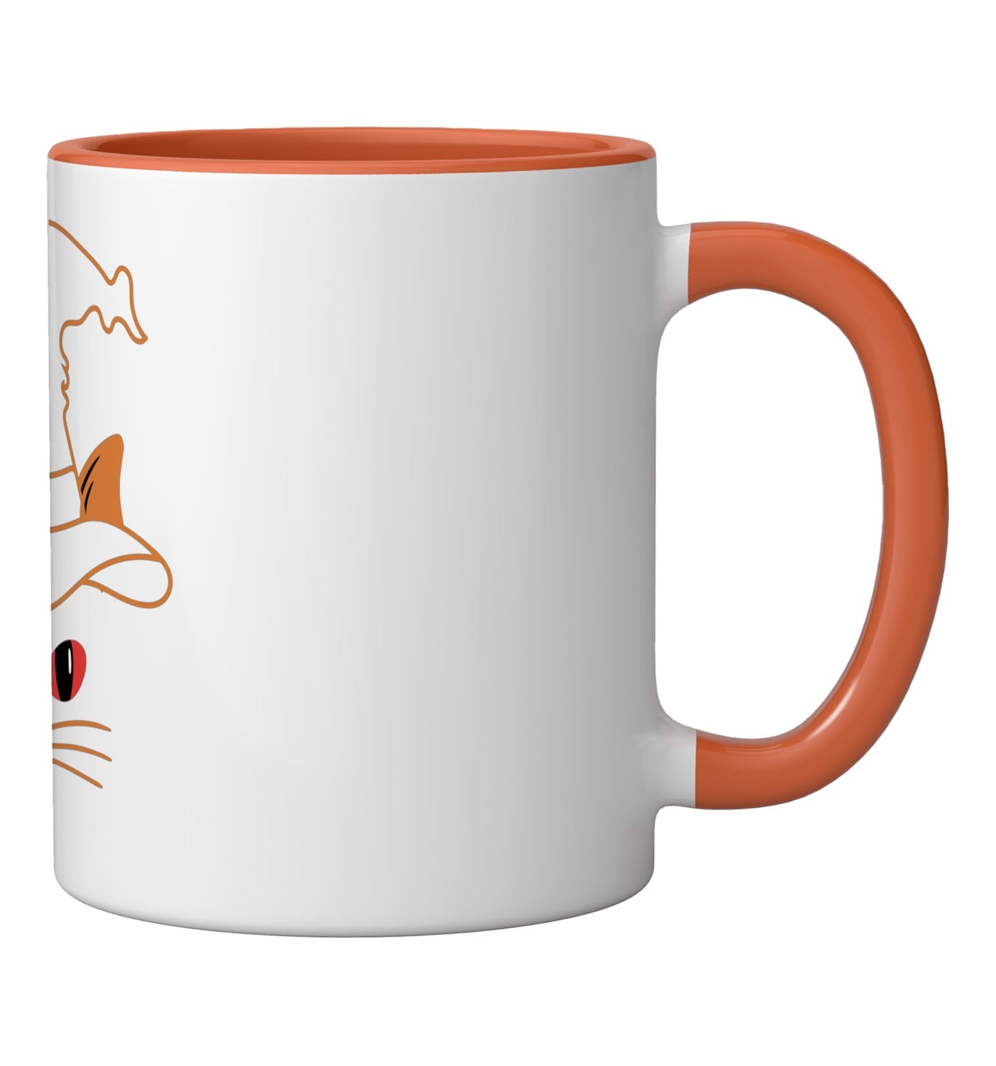 Black Cat Face Halloween Costume Ceramic Mug, Orange/White