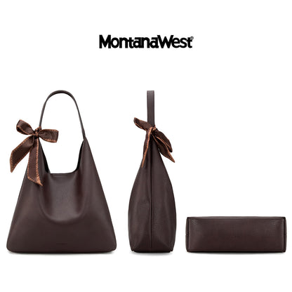 Montana West Slouchy Hobo Bag for Women Designer Shoulder Purses and Handbags with Scarf Christmas Gift MWC2-573CF