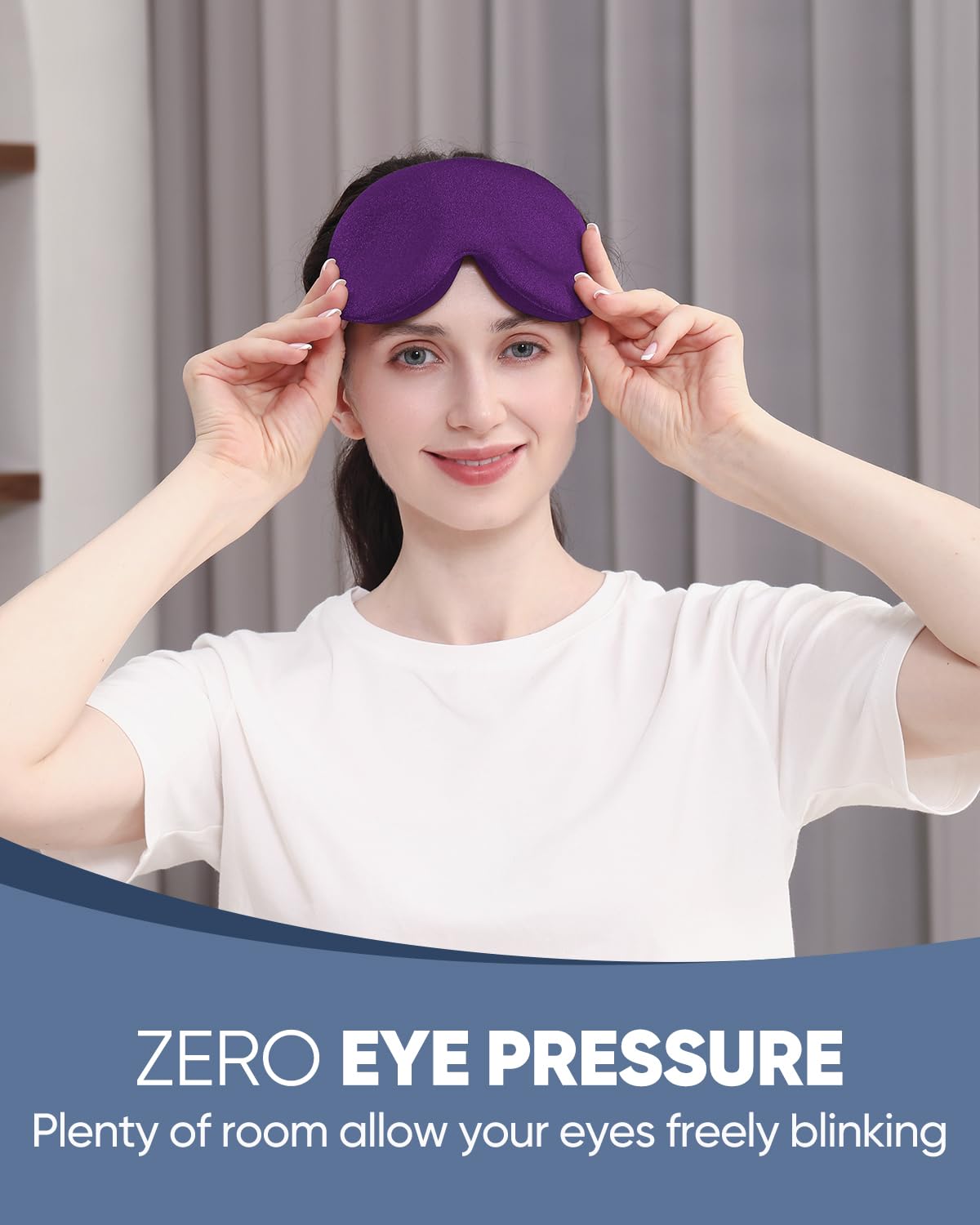 MZOO Luxury Sleep Eye Mask for Side Sleeper Men Women, Zero Eye Pressure 3D Sleeping Mask, Light Blocking Patented Design Night Blindfold, Soft Eye Shade Cover for Travel, Black