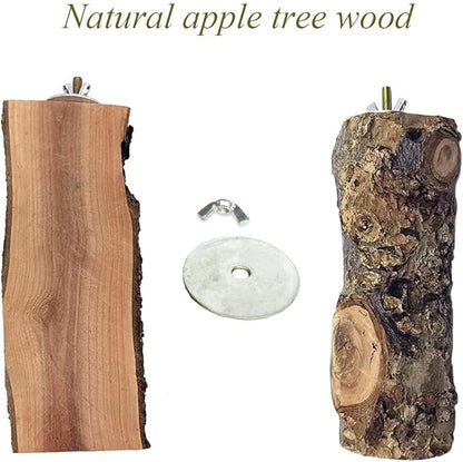 Hamiledyi Wood Bird Perch 4PCS Natural Wooden Stand Platform Parrot Cage Accessories for Budgie Conure Parrot Parakeet Cockatiel Lovebird