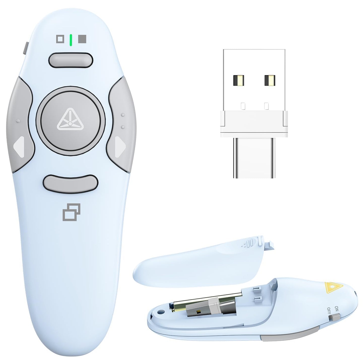 QUI Presentation Clicker Wireless Presenter Remote Clicker for PowerPoint Presentation Remote, PowerPoint Slide Advancer for Mac/Windows/Google Slide/Keynote, Blue, A-C