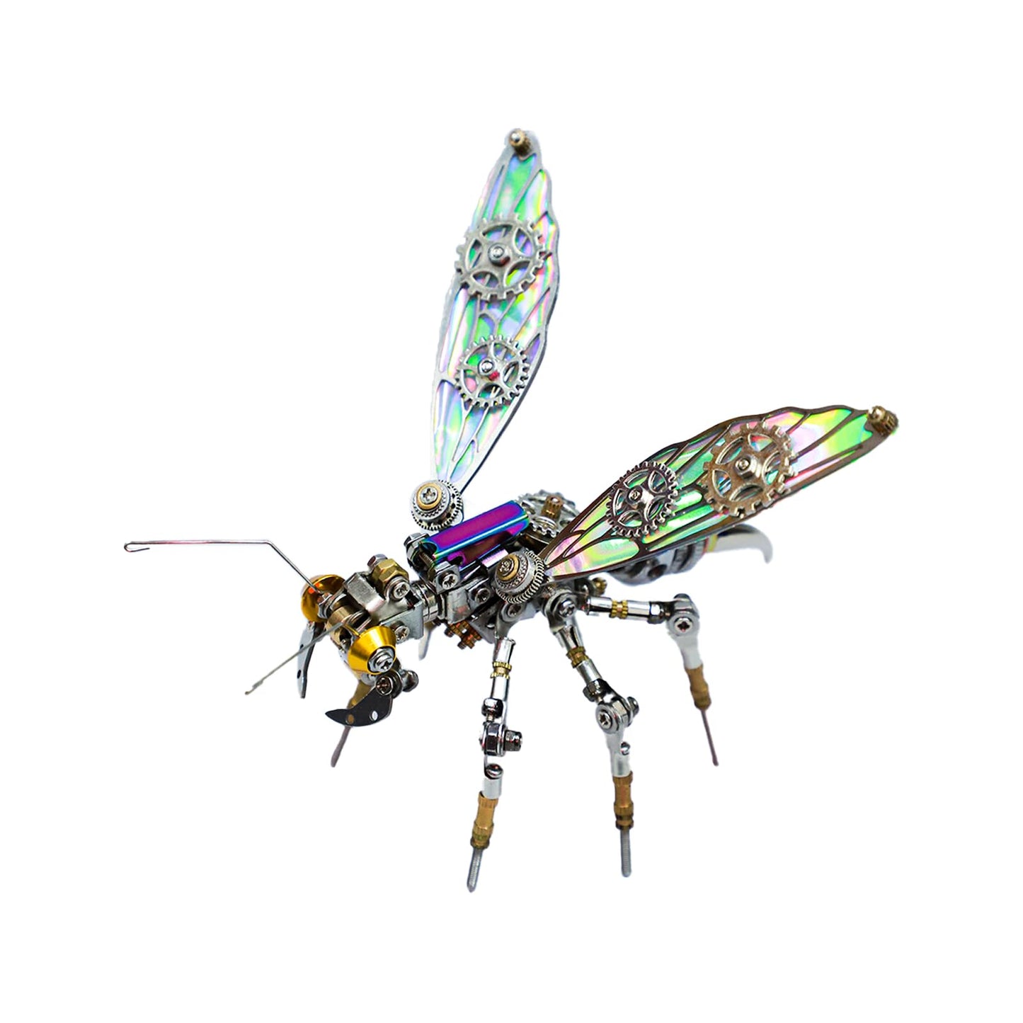 MOSTARLE 3D Metal Puzzle Kit, StingSpark Mechanical Wasp Model, 275 Pieces Cyberpunk Insect Building Set with Iridescent Wings, DIY Science Project for Adults and Teens