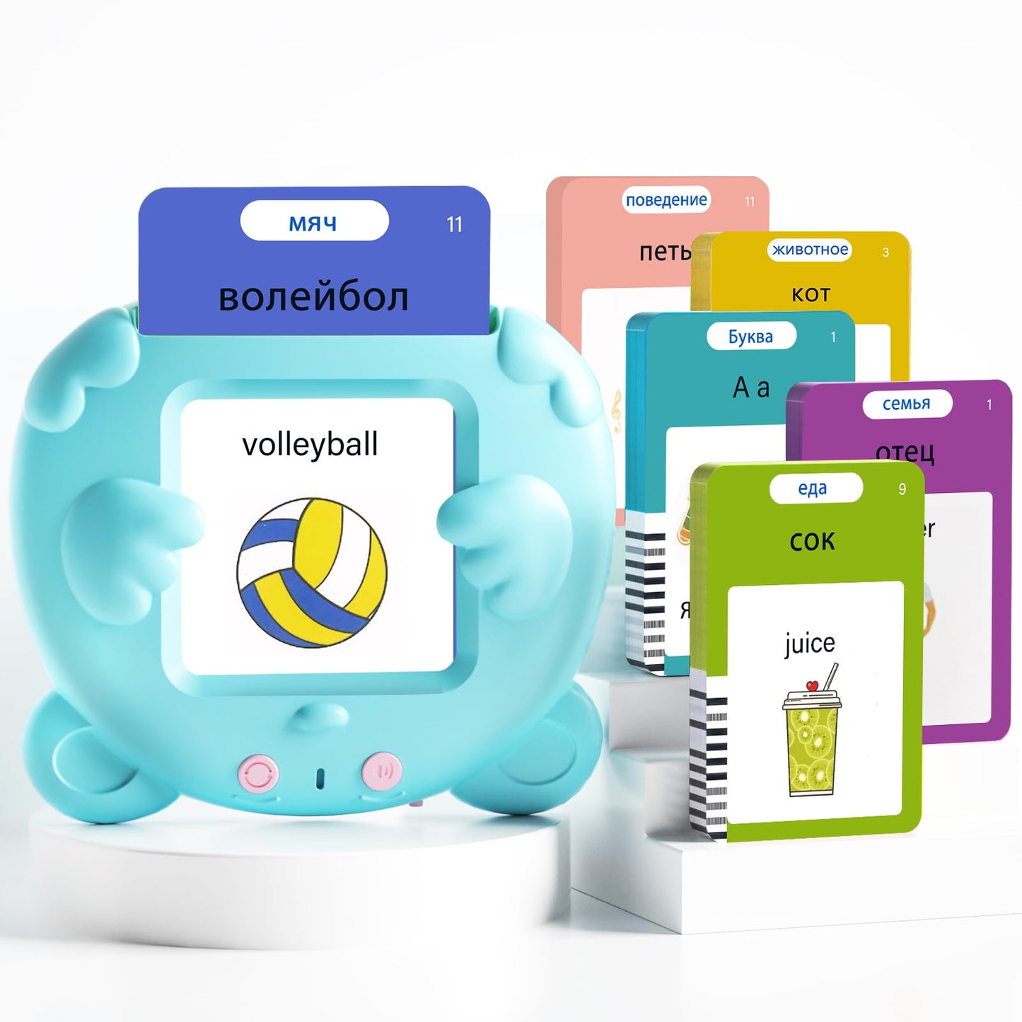 Russian and English Talking Flash Cards for Kids, 510 Sight Words Bilingual Toys for Toddlers, Autism Pocket Speech Therapy Toys, Russian Language Learning Audible Flashcards