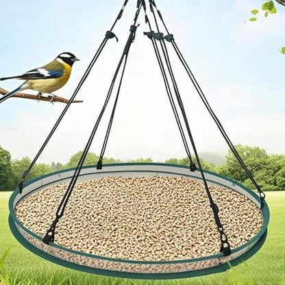 Bird Seed Catcher Tray for Hanging Bird Feeder, Large Outdoor Platform Tray with Adjustable Hanging Hoop, Deep Birdseed Holder for Hummingbird and Bee Feeders in Garden, Lawn, Backyard (M)