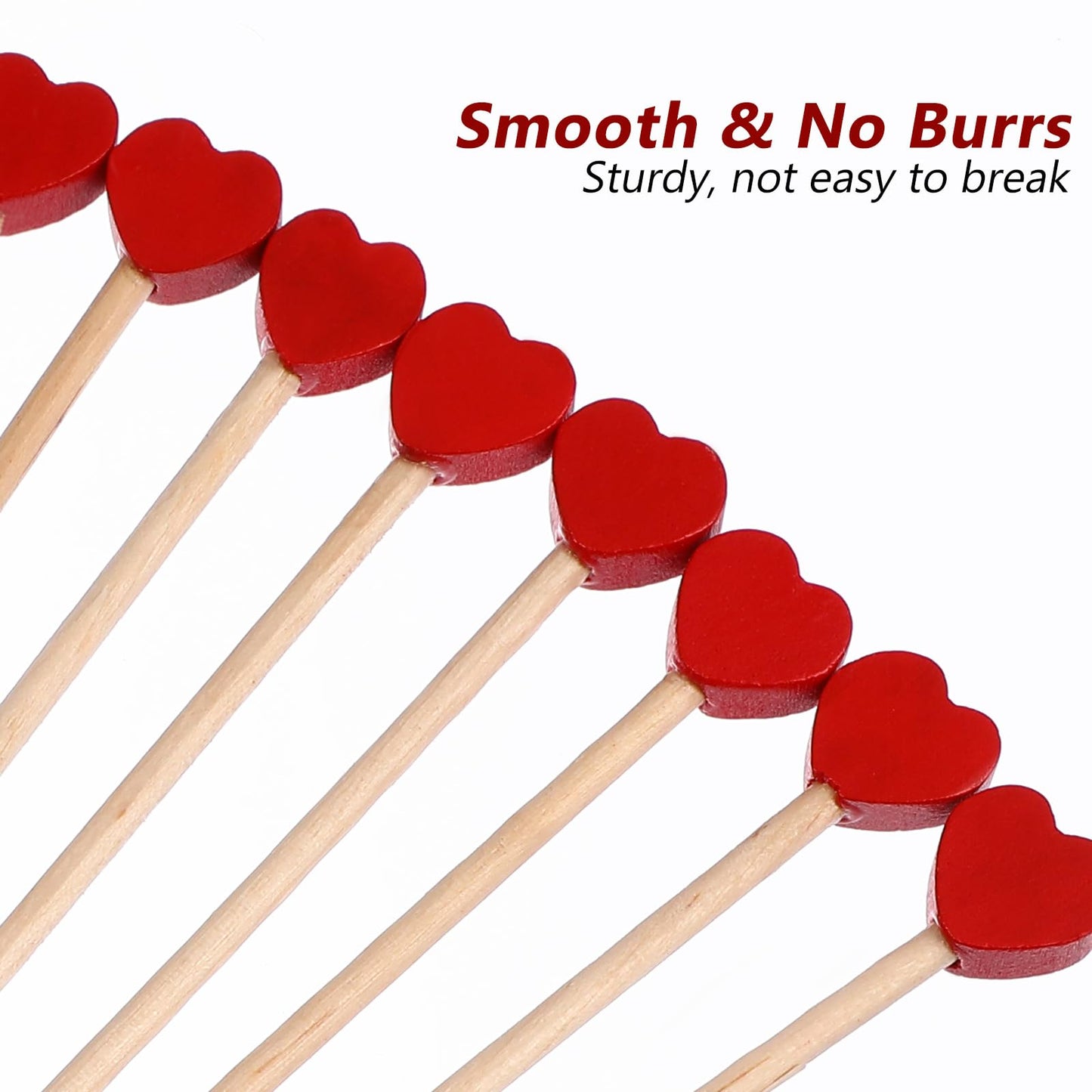 Cabilock 100 Pcs Wooden Coffee Stirrers 6.1 Inch Red Heart Stirring Sticks Creative Coffee Stir Sticks Disposable Stir Sticks Drink Stirrers for Coffee Cocktail Valentine's Day