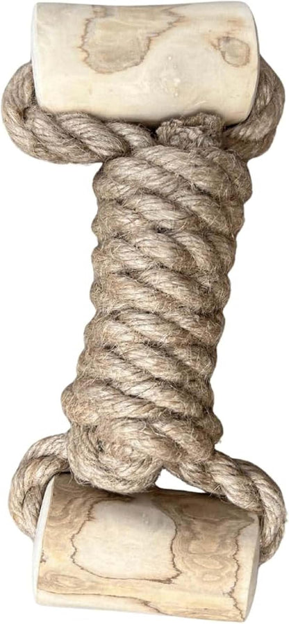 Coffee Wood Dog Toy - Eco-Friendly Durable Hemp Rope for Chewing & Tugging, Non-Toxic Natural Wood Dog Toy for Indoor & Outdoor Play, Medium Dogs, Pack of 1
