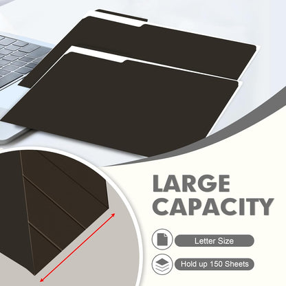 File Folder, PANDRI 120 Pack File Folder, 1/3 Cut Tab, Letter Size, Filing Folder for Office School Business, Black