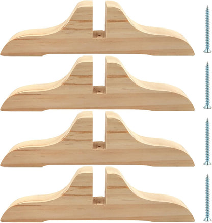 4pcs Folding Room Divider Stand,Wooden Room Divider Stand with Screws,Folding Privacy Screen Holder, Room Screen Holder Feet Partition for Hotel Home Office (Wood)