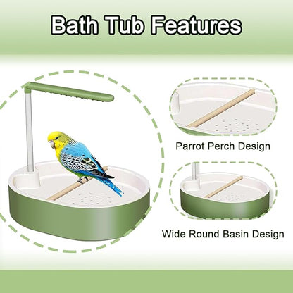 Parrot Shower, Automatic Parakeet Bird Bath with Pump, Large Bird Shower Fountain, Bird Bath for Parakeets for Pet Birds, Conure, Cockatoo, Budgie, Lovebird, Finches