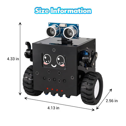 DIY Robot Car Soldering Project, ICSTATION STEM Electronics Learning Kit with Ultrasonic Obstacle Avoidance, Expressions & Time Display, RC Robot Soldering Practice Kit for Adults ＆ Ages 15+ Students