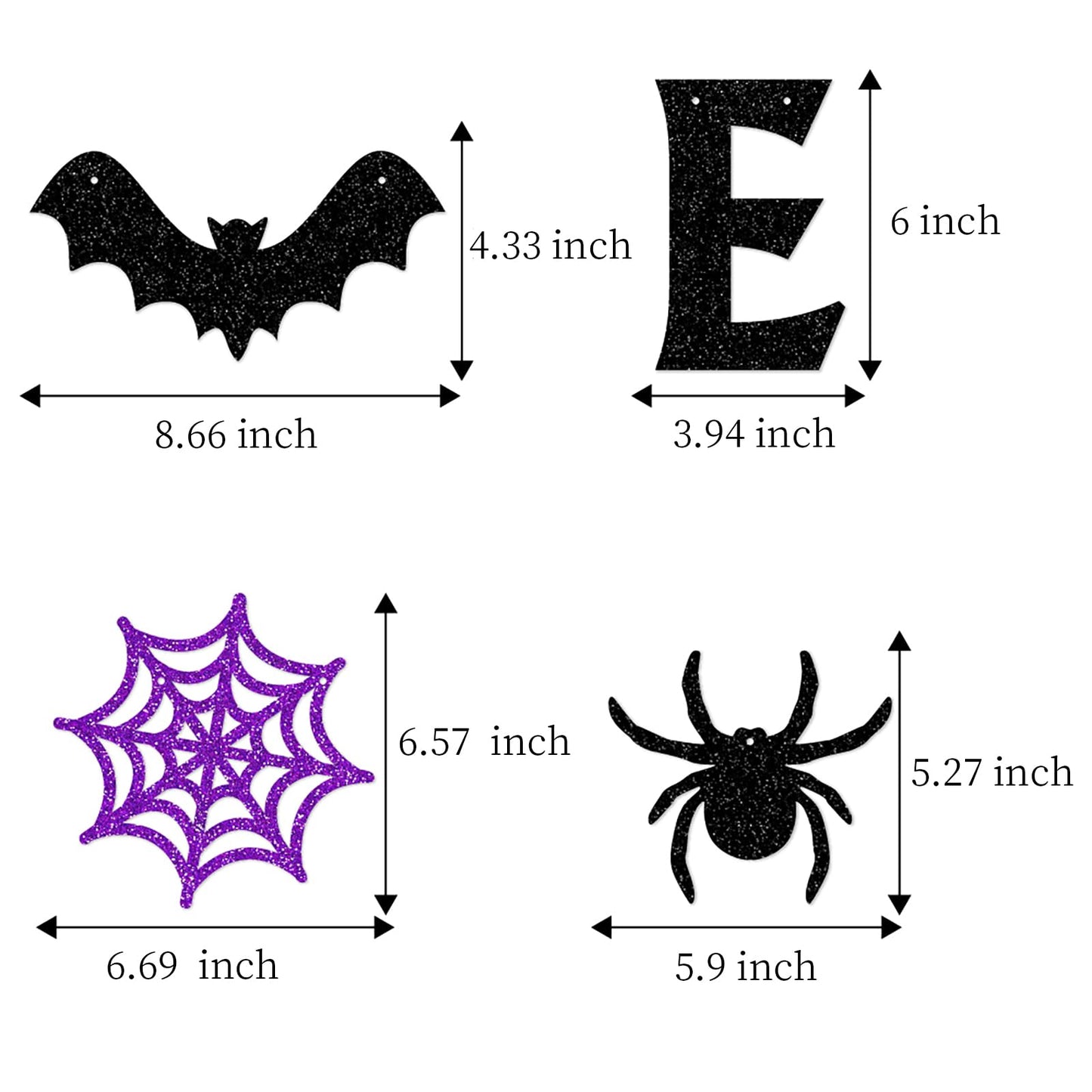 Halloween Black-Purple Spider-Web Party-Decorations Banner - 8pcs Paper Bats Spiders Hanging Swirls Streamers,Indoor Room Porch Wall Ceiling Garland, Baby Shower Birthday Supplies Decor Panduola