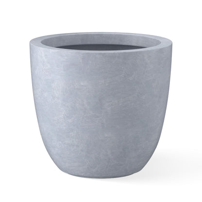 Kante 14 Inch Dia Round Concrete Planter, Indoor Outdoor Large Plant Pot with Drainage Hole and Rubber Plug for Home Patio Garden, Slate Gray