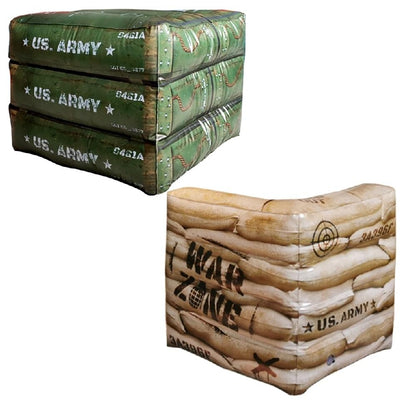 2-Piece Inflatable Combat Barricade Set — Includes 1 Army Box and 1 Sandbag for Laser Tag, Water Blaster, Dart Blaster, and Action Game Parties