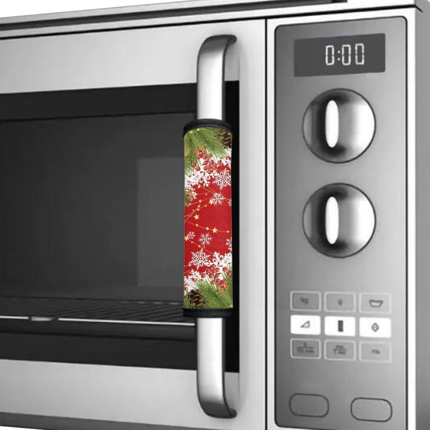 Goronwyfloyd 4 Pieces Refrigerator Microwave Handle Covers, Christmas Tree Pinecone Snowflake Kitchen Appliance Protective Sleeve for Ovens Dishwashers Cabinets Keep Clean