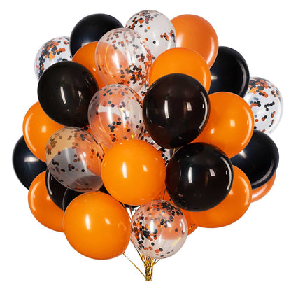 Orange and Black latex Balloons Orange Black Confetti Balloon– Pack of 50,Party helium balloon Halloween Party Decorations Supplies 3 Style,12 Inch