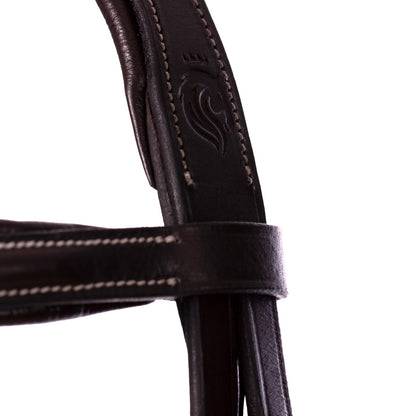 Equinavia Saga Adjustable Padded Fancy Stitched Figure 8 Bridle with Reins - Chocolate Brown - Warmblood