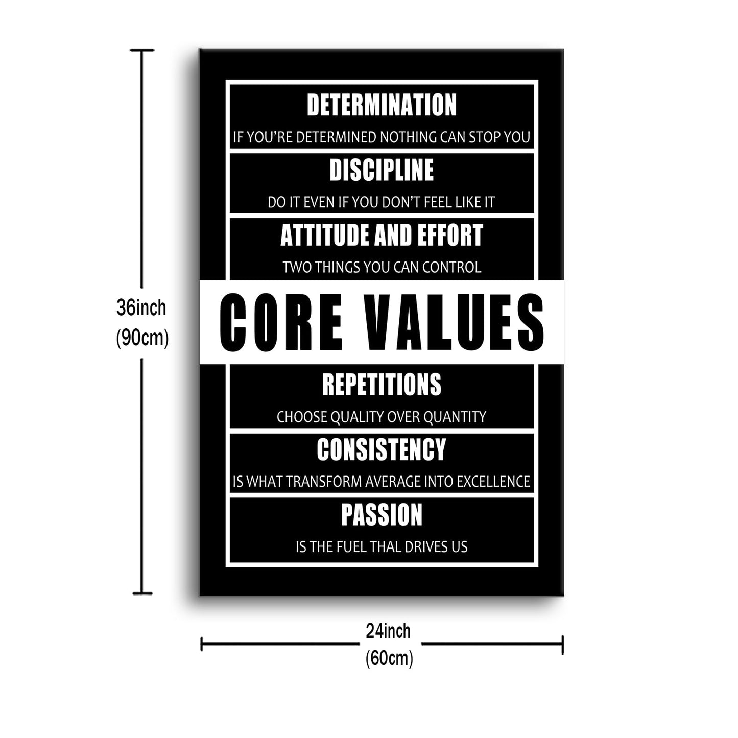 Inspirational Entrepreneur Quotes Core Values Motivational Wall Art Poster Print on Canvas Modern Positive Theme Picture Artwork for Living Room Office Gym School Stretched and Framed [24''Wx36''H]