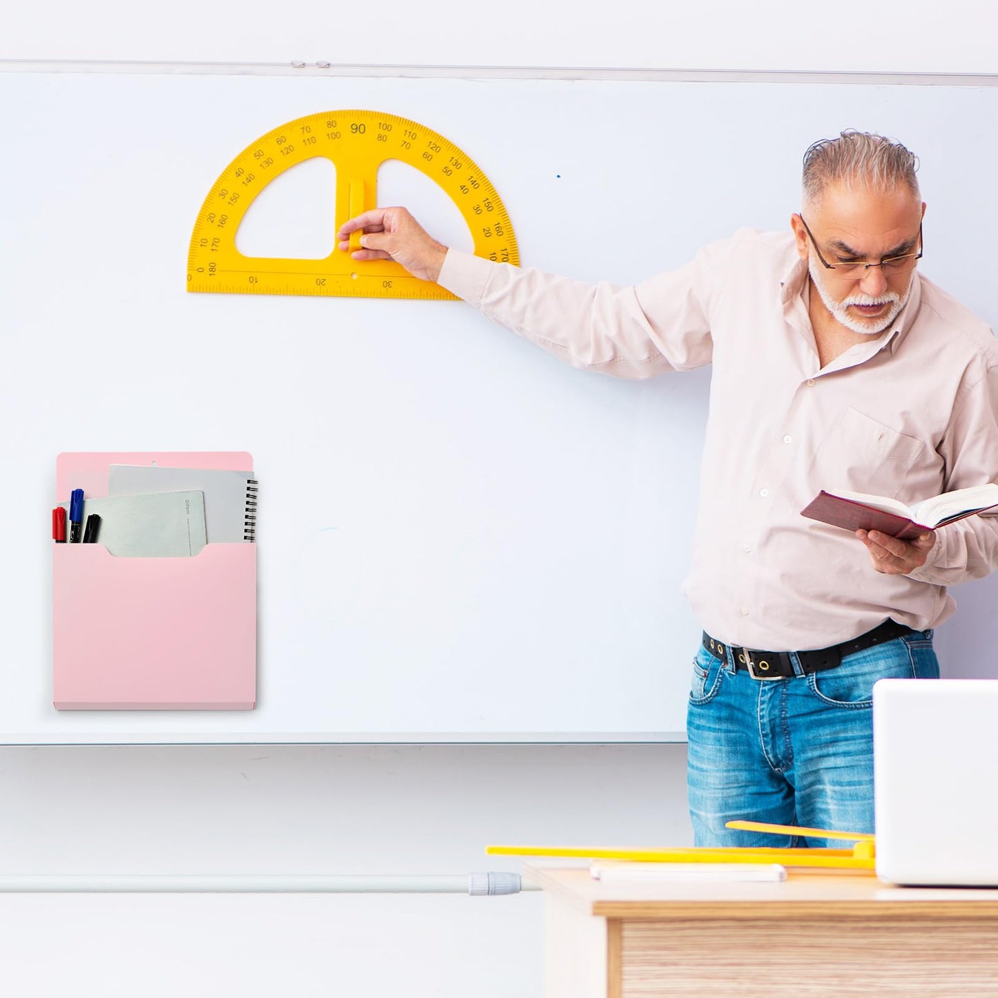 Fuutreo 6 Pcs Magnetic Wall File Organizer Magnetic Wall File Holder Refrigerator Magazine Holder for Mail Letters Paper(Mocha Mousse Color,Vertical-large)