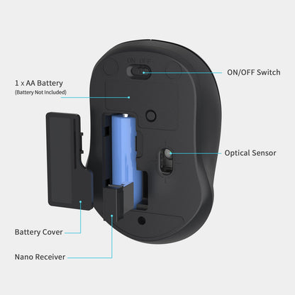 LeadsaiL Wireless Computer Mouse, 2.4G Portable Slim Cordless Mouse Less Noise for Laptop Optical Mouse with 4 Buttons for Laptop, Desktop, MacBook
