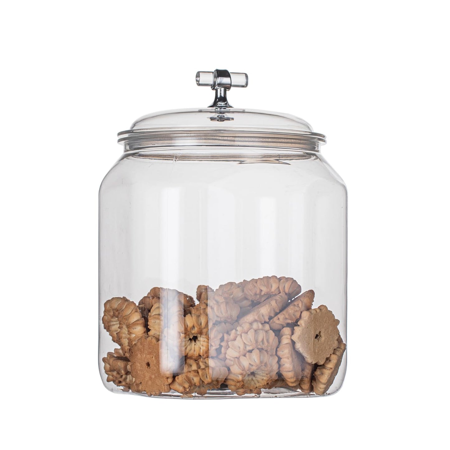 KEKEHOME 101oz Plastic Food Storage Jar with Airtight Seal Lid, Square Kitchen Counter Container for Cookies, Candy, Pasta, Dry Goods for Pantry Organization，3L
