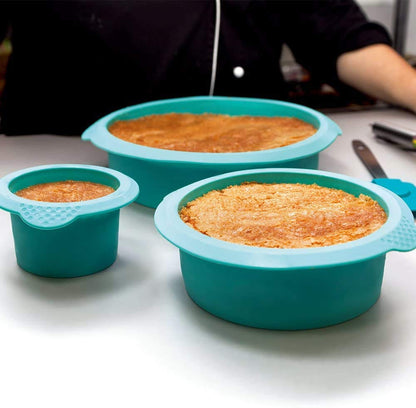 Webake Round Cake Pan Set Silicone Cake Molds Baking Pans for 3 Tier Cake Layer Tin, 8 Inch, 6 Inch, 3 Inch for Birthday, Wedding Anniversary, Halloween, Christmas Party