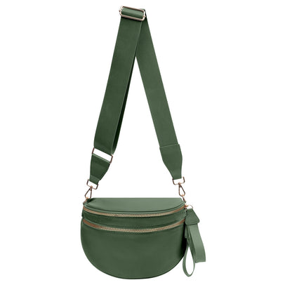Nylon Crossbody Bags Bum Bag for Women Large Sling Bag Purse with Adjustable Strap（Black）