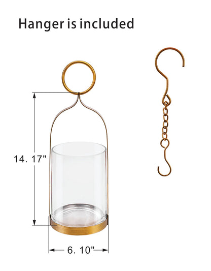 6" Wide Handmade Sturdy Glass Cylinder Jar with Metal Stand in Antique Brass, Display Glass Container for Candles and Plants, Hurricane Lantern, Candle Holder, Industrial, Farmhouse, Outdoor