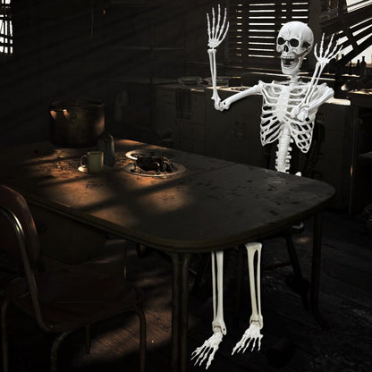 Lodou 5.4Ft Posable Life Size Human Adult Skeletons Plastic Human Bones with Movable Joints for Halloween Decoration