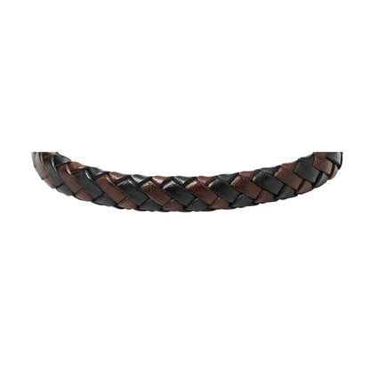 Fossil Men's Leather Braided Leather Bracelet, Color: Black/Brown (Model: JA5932716)
