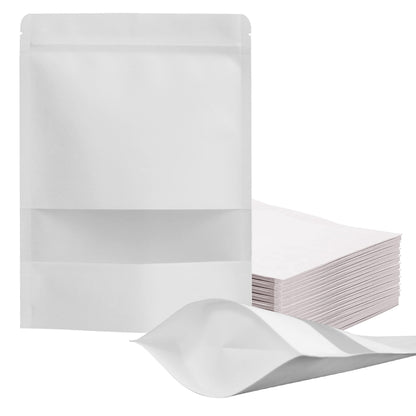 FireKylin 100 Pcs Paper Bags Resealable bags 3.5" x 5.5" Zipper Food Storage Bags, Stand Up, with Matte Window, Reusable, Sealable, for Packaging Products