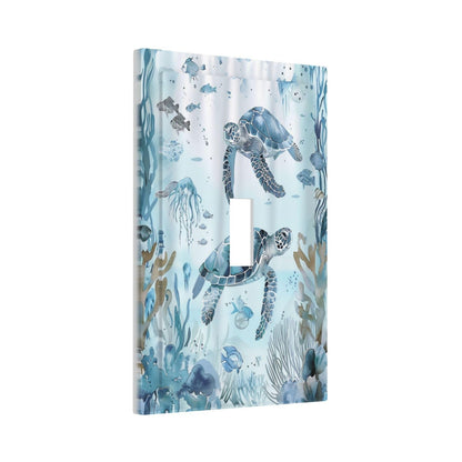 OILbiexn Decorative Light Switch Cover Blue Sea Animal Sea Turtle Seaweed Ocean Plant 1 Gang Wallplates Single Toggle Outlet Covers Switch Plate Electrical Faceplate for Bathroom Bedroom Decor