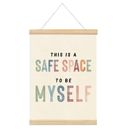 Lacama This is a Safe Space To Be Myself Wooden Poster Hanger,Poster Hanger Frame for Classroom