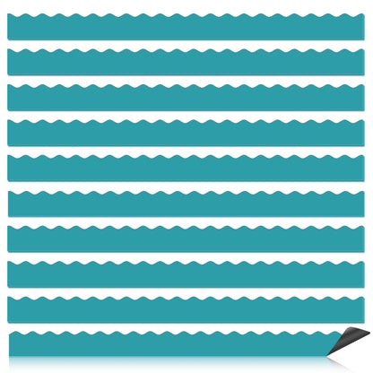 30 Pcs Magnetic Borders for Classroom Whiteboard - Lake Blue Magnetic Bulletin Board Border Set - Scalloped Chalkboard Border Strips for Teachers, Parents, DIY Home,School & Office Decoration