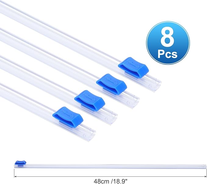 PATIKIL 8pcs Plastic Wrap Cutter, 19in Plastic Wrap Slide Cutter Self Adhesive Installation Replacement for Aluminum Foil Wax Paper Parchment Paper Wrap Dispenser, Blue