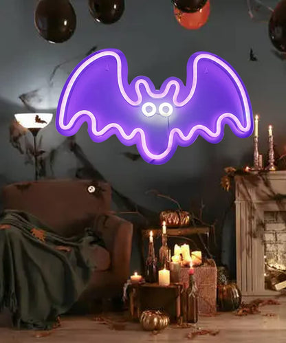 BYOSEKA Bat Neon LED Sign - Purple Neon Light for Party, Bar & Home Decor