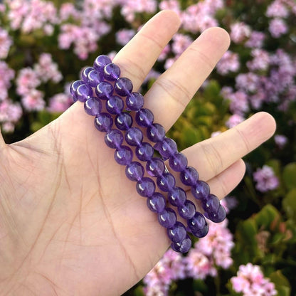 Adabele Real Natural Grade A Purple Amethyst Bracelet 7.5 inch Stretch Gemstone Beaded Bracelet Chakra Healing Crystal Stone Jewelry Women Mom Gift (Unisex) GB8-B7