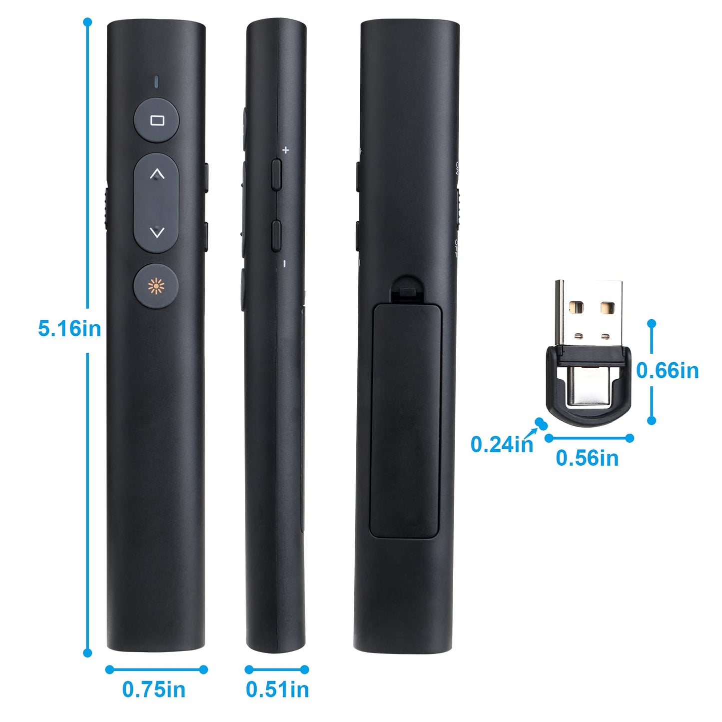 Presentation Clicker Presentation Remotes, Type C/USB A 2 in 1 Pointer, Remote PowerPoint Clicker,USB/Type-C for Computer Slide Advancer, Volume Control/Hyperlink/Switch Windows(Battery Included)
