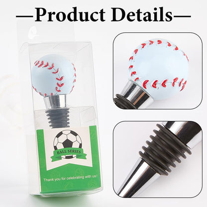 GORGECRAFT Baseball Bottle Stopper Sport Ball Resin Silver Metal Reusable Wine Champagne Beverage Glass Toppers Pump Decor for Men Women Holiday Housewarming Christmas Halloween Wedding Party