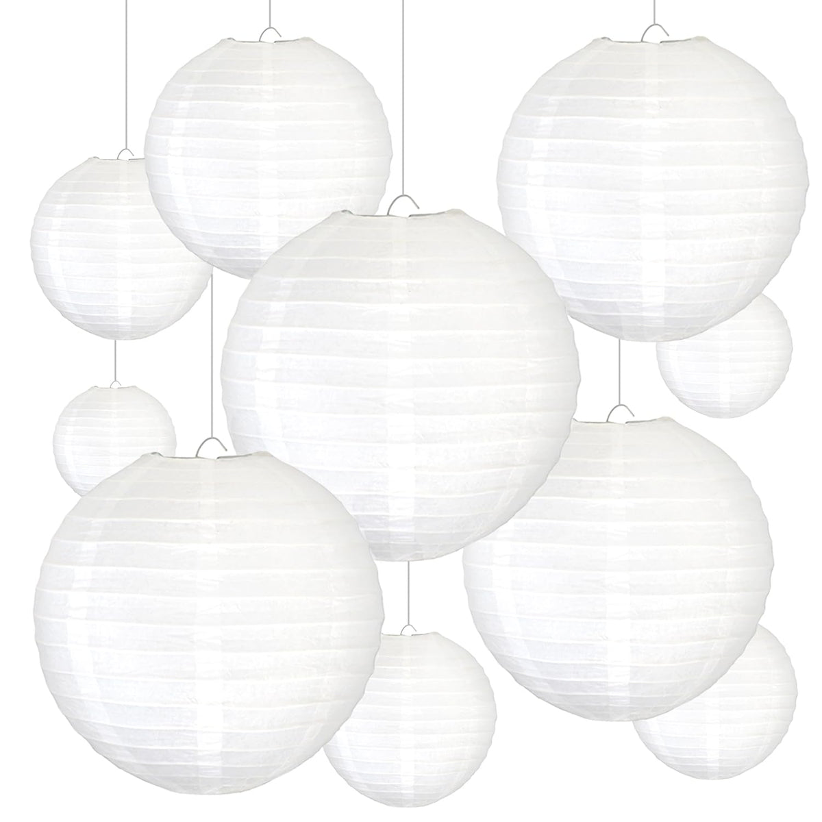 Novelty Place 6 inch White Paper Lanterns (Pack of 10) - Great Chinese/Japanese Home, Party & Wedding Decorations