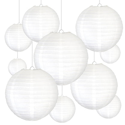 Novelty Place 6 inch White Paper Lanterns (Pack of 10) - Great Chinese/Japanese Home, Party & Wedding Decorations