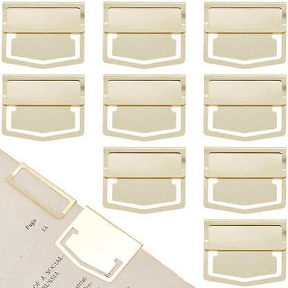 CRASPIRE 14Pcs Metal Bookmark Page Clip Index Clips 1.1 x 1.4 Inch Golden Stainless Steel Retro Book Page Line Markers Label Planner Clamps Accessories for Reading Notebook Office School Supplies