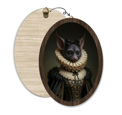 Gothic Bat Victorian Wall Art, Oval Victorian Portrait, Funny Animal Wall Art, Wood Quirky Home Decor, Whimsical Antique Moody Decorations for Living Room Bedroom Bathroom Kitchen Office Apartment, 6