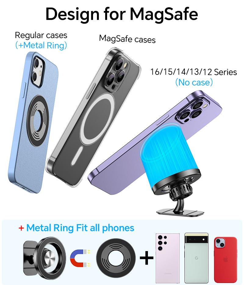 Kaistyle for Magsafe Car Mount【20 Strong Magnets】Magnetic Phone Holder for Car Phone Holder Mount Dash Mounted Holders Cell Phone Holders for Your Car Accessories for Women Men for iPhone 17 16 15 14