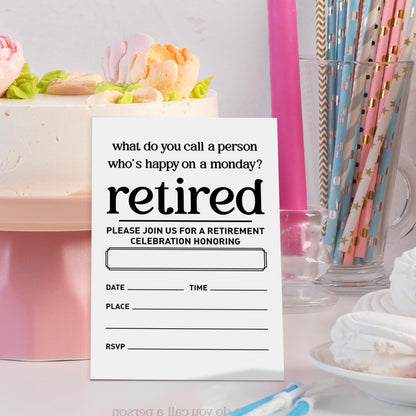 Weifuju Funny Retirement Party Invitations for Women Men, Retirement Party Invite Cards, 20 Invites with Envelopes (4"x6")