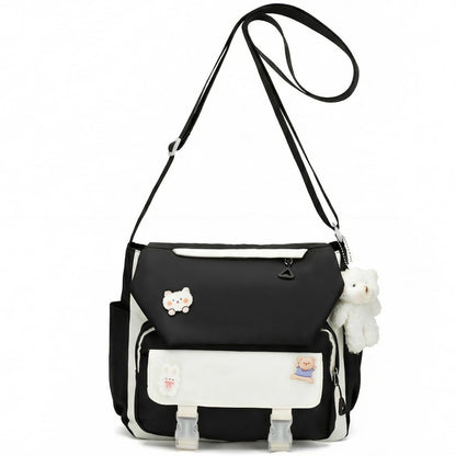 PRLINJSK Cute Messenger Bag, Kawai Purse Gift for Teen Girls Women, Crossbody Shoulder Tote Bags with Accessories