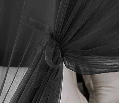 Kertnic Mosquito Net Bed Canopy for Girls, Princess Canopy Bed Curtain Fine Sheer Mesh Dome Bed Canopies, Girls & Adults Lace Tent for Twin Full Queen King Bed (Black)