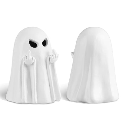 UNDWXFS Halloween Middle Light Up Ghost Figurine,5.1" Large Cute Spooky Ghost Statue,Halloween Decorations Indoor,Resin Statue for Party, Home, Indoor & Porch Decor