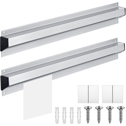 Henoyso 2 Pcs Restaurant Ticket Holder 16/18/24/28/30/32/40/44" Slide Check Rack Receipt Holder Aluminum Silver Order Ticket Rack for Commercial Kitchen Office Cafes Pubs Bar(18 Inch,No Slot)