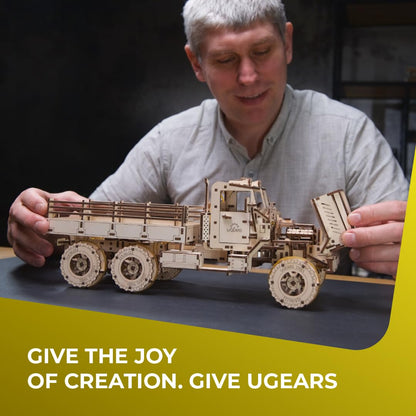 UGEARS Cargo Truck 3D Wooden Puzzles for Adults - Wooden Model Kits for Adults Cars Kits for Adult Puzzle Model Truck Kits Mechanical Models Brain Teaser, Hobby Set