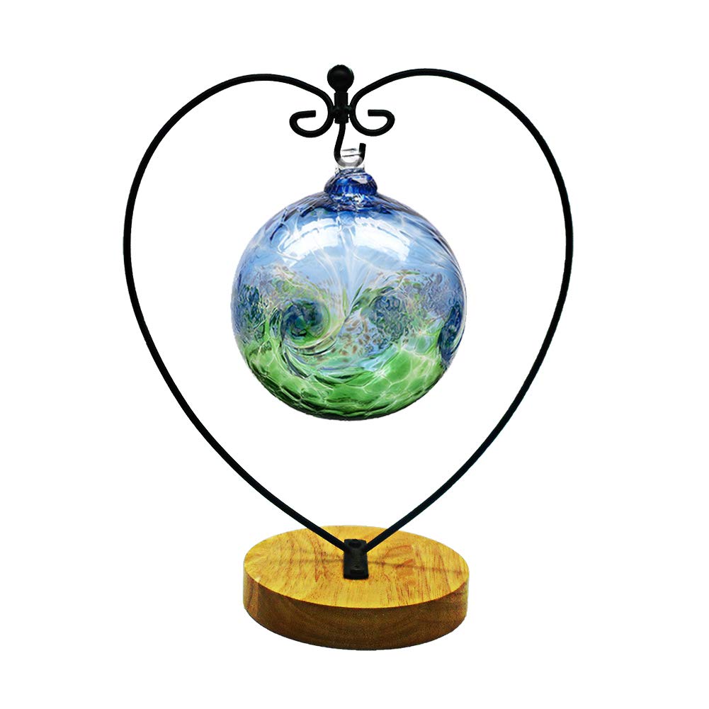 YY YEARCHY Ornament Stand Display Metal Stand Air Plant Stand Flower Pot Holder Iron Pothook Stand for Hanging Glass Globe Ball (Heart round wood 2Pcs)